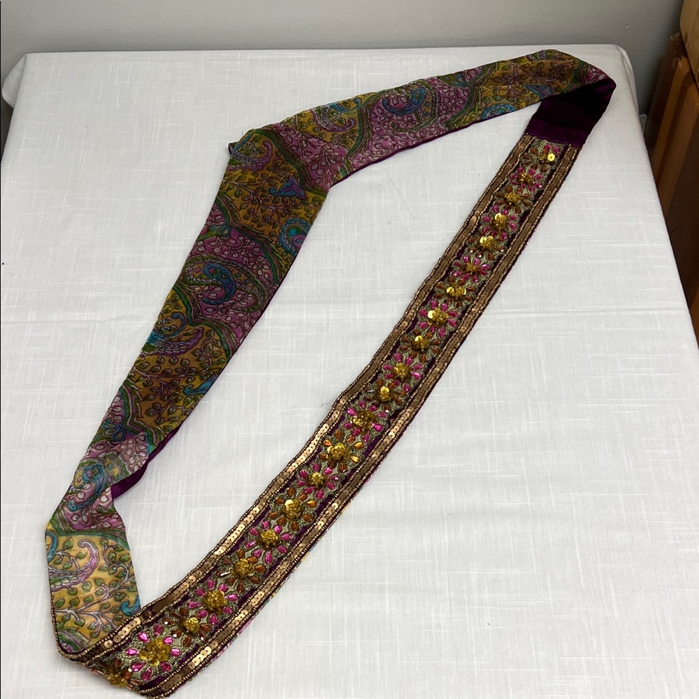 Elegant Paisley and Beaded Floral Embellished Belt/Sash